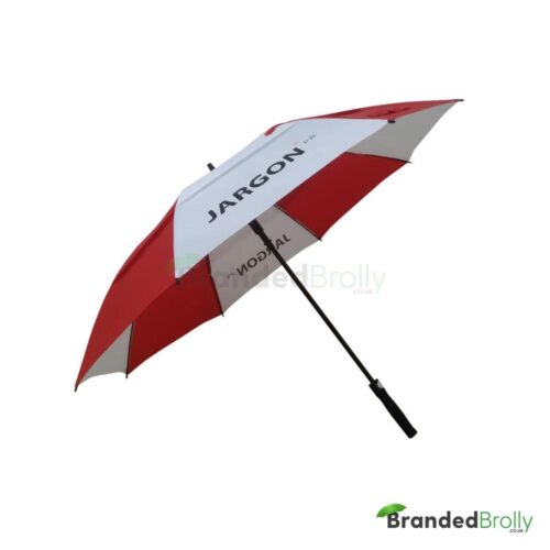 Red And White Branded Vented Golf Umbrella