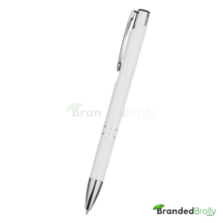 White Metallic Branded Custom Pens
