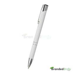 White Metallic Branded Custom Pens